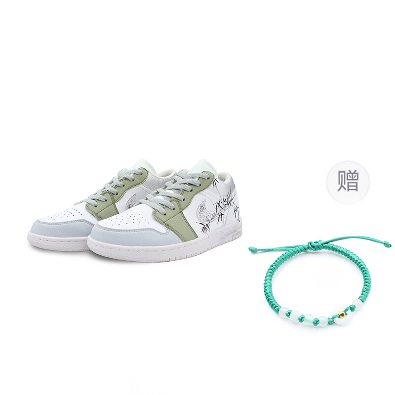 

Кроссовки Air Jordan 1 Vintage Basketball Shoes Men Low-top Sail/Sail/Metallic Gold Grain/Oil Green, белый/зеленый
