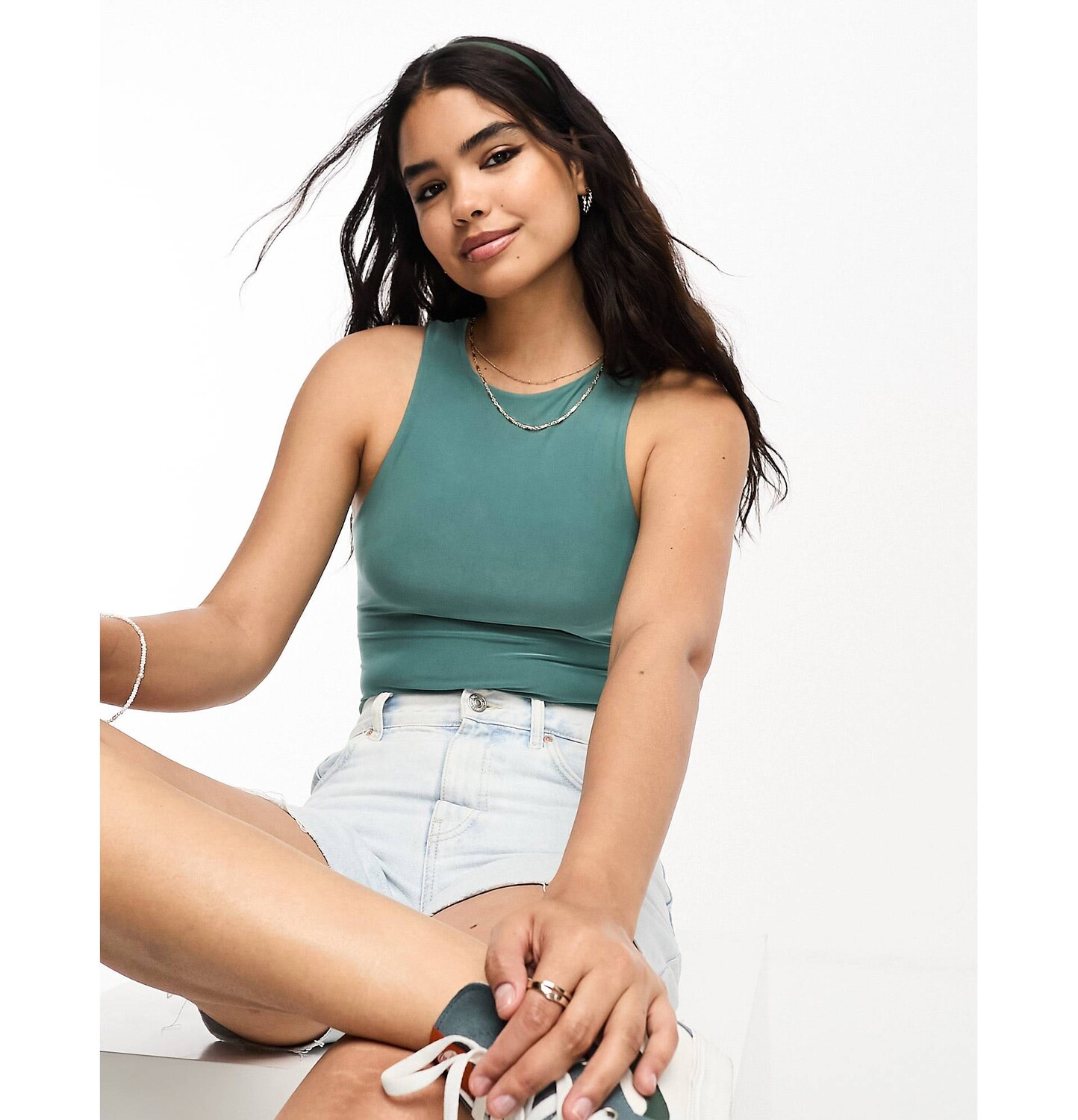 

Зеленое двухслойное боди-борцовка ASOS DESIGN
