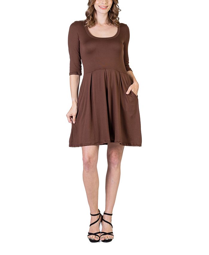 цена Женское мини-платье с рукавом три четверти 24seven Comfort Apparel, коричневый