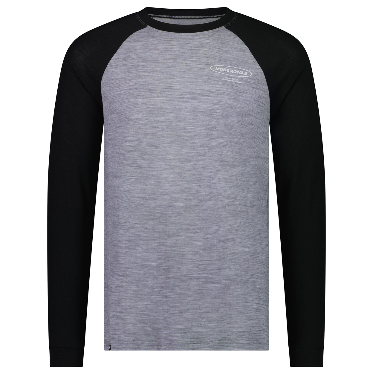 Рубашка из мериноса Mons Royale Icon Merino Air Con Raglan, цвет Grey Heather/Black