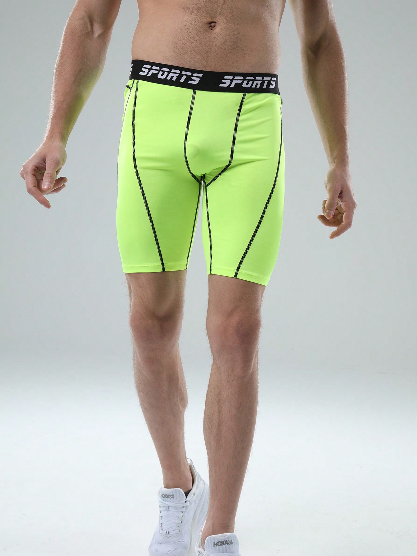 Мужские высокоэффективные компрессионные быстросохнущие спортивные шорты для бега, зеленый