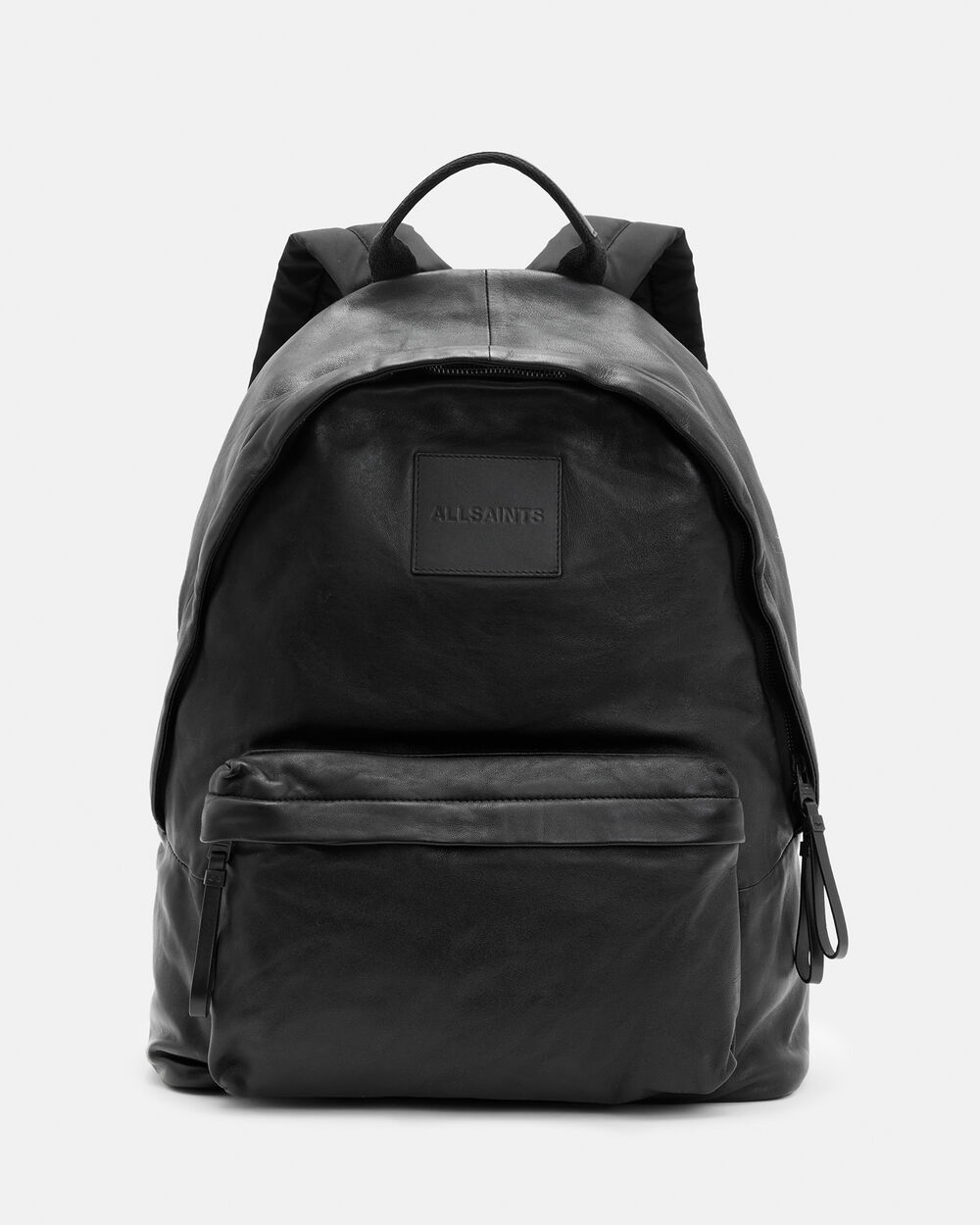 Кожаный рюкзак с карабином AllSaints, черный