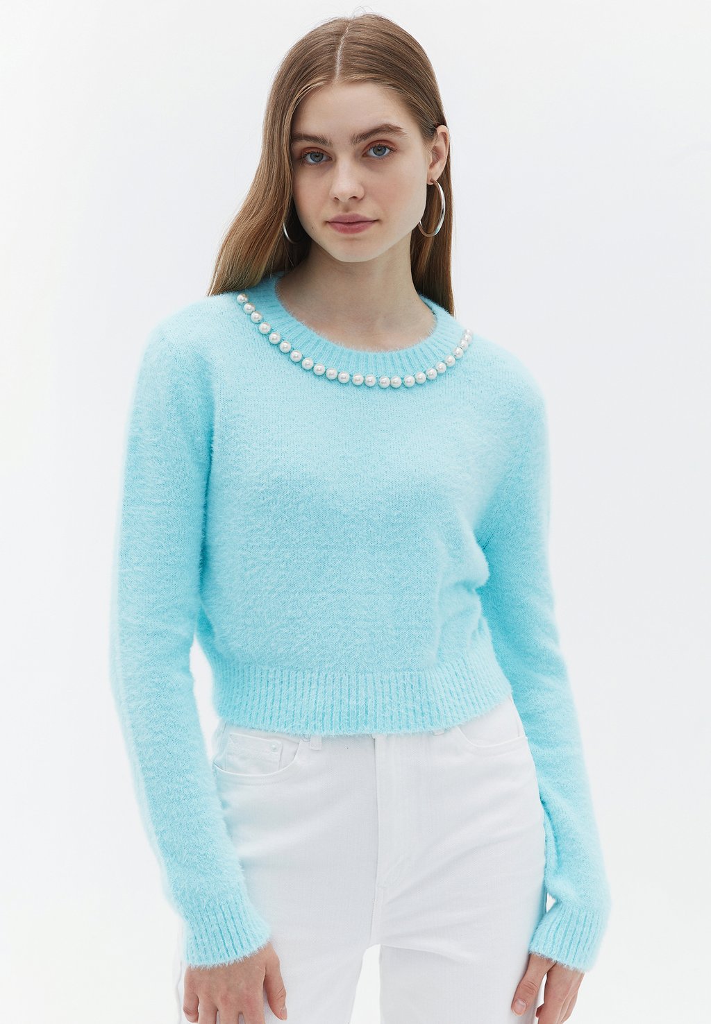 Вязаный свитер MIT PERLEN DETAILS OXXO, цвет limpet shell