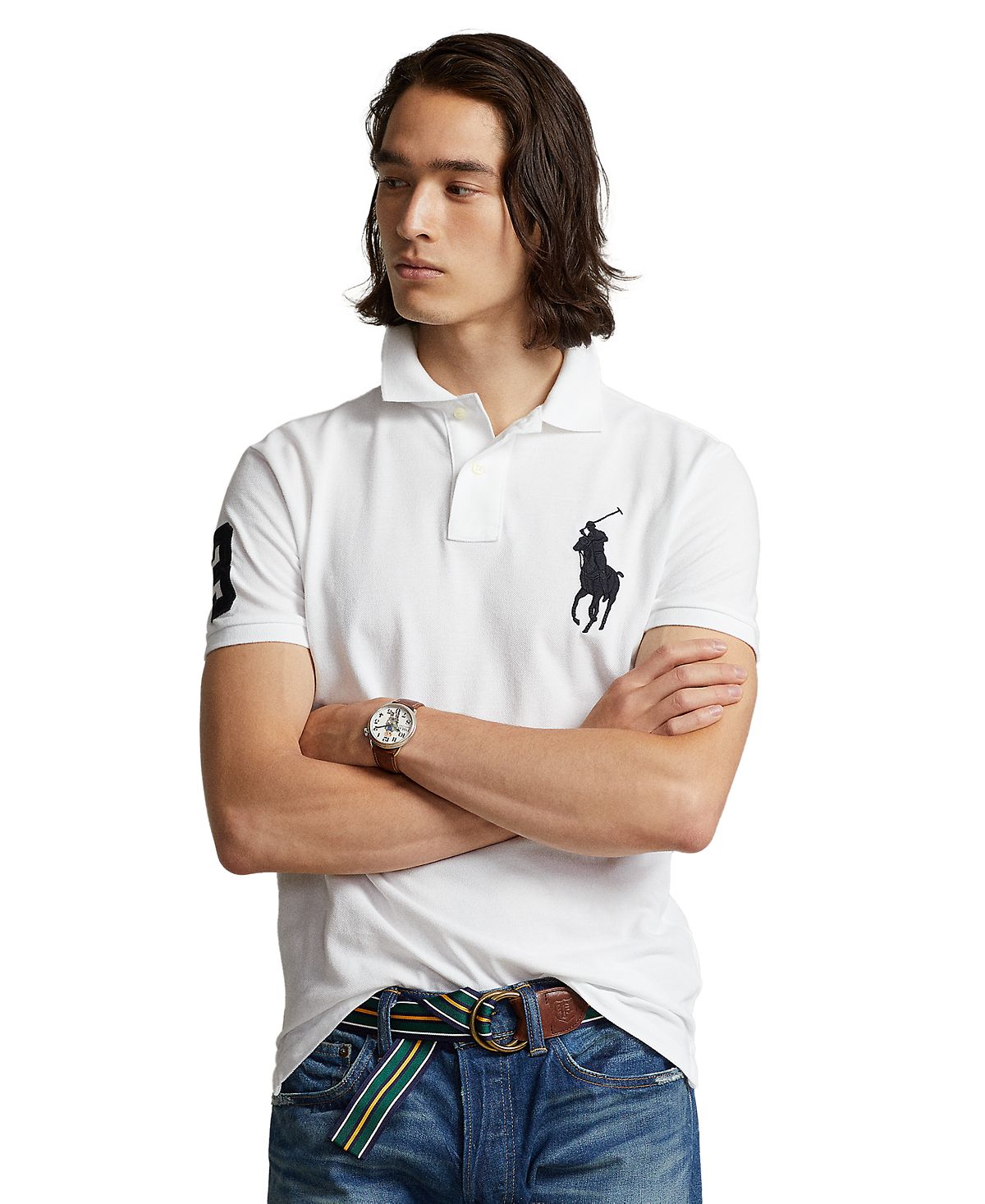 Мужская сетчатая футболка-поло приталенного кроя Big Pony на заказ Polo Ralph Lauren
