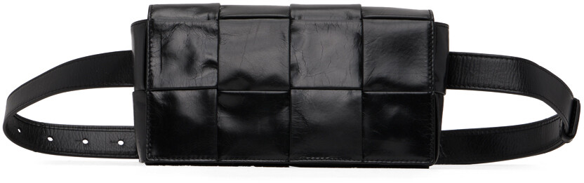 

Черная бумажная поясная сумка с кассетами Bottega Veneta