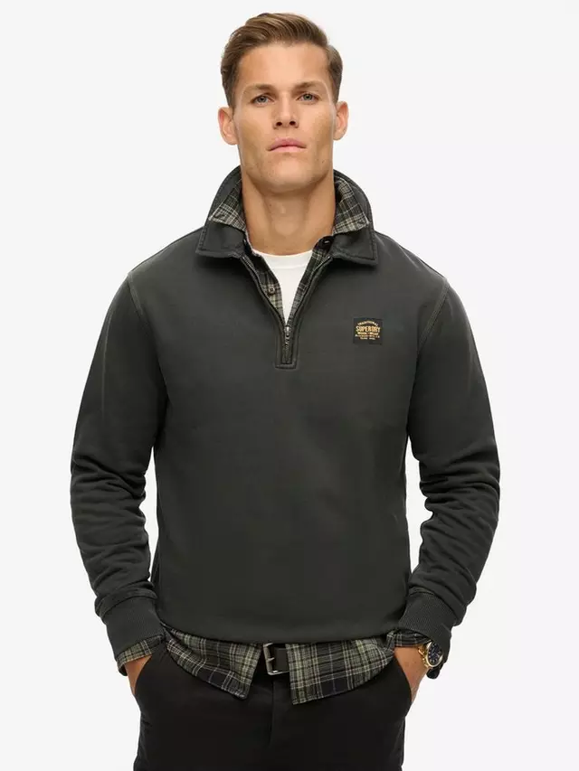 

Джемпер Superdry Contrast Stitch Half Zip Polo Neck, цвет washed/black