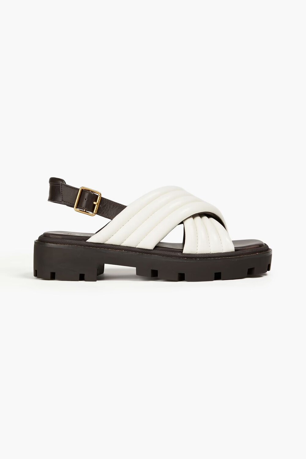 

Стеганые кожаные босоножки с пяткой на пятке Tory Burch, слоновая кость