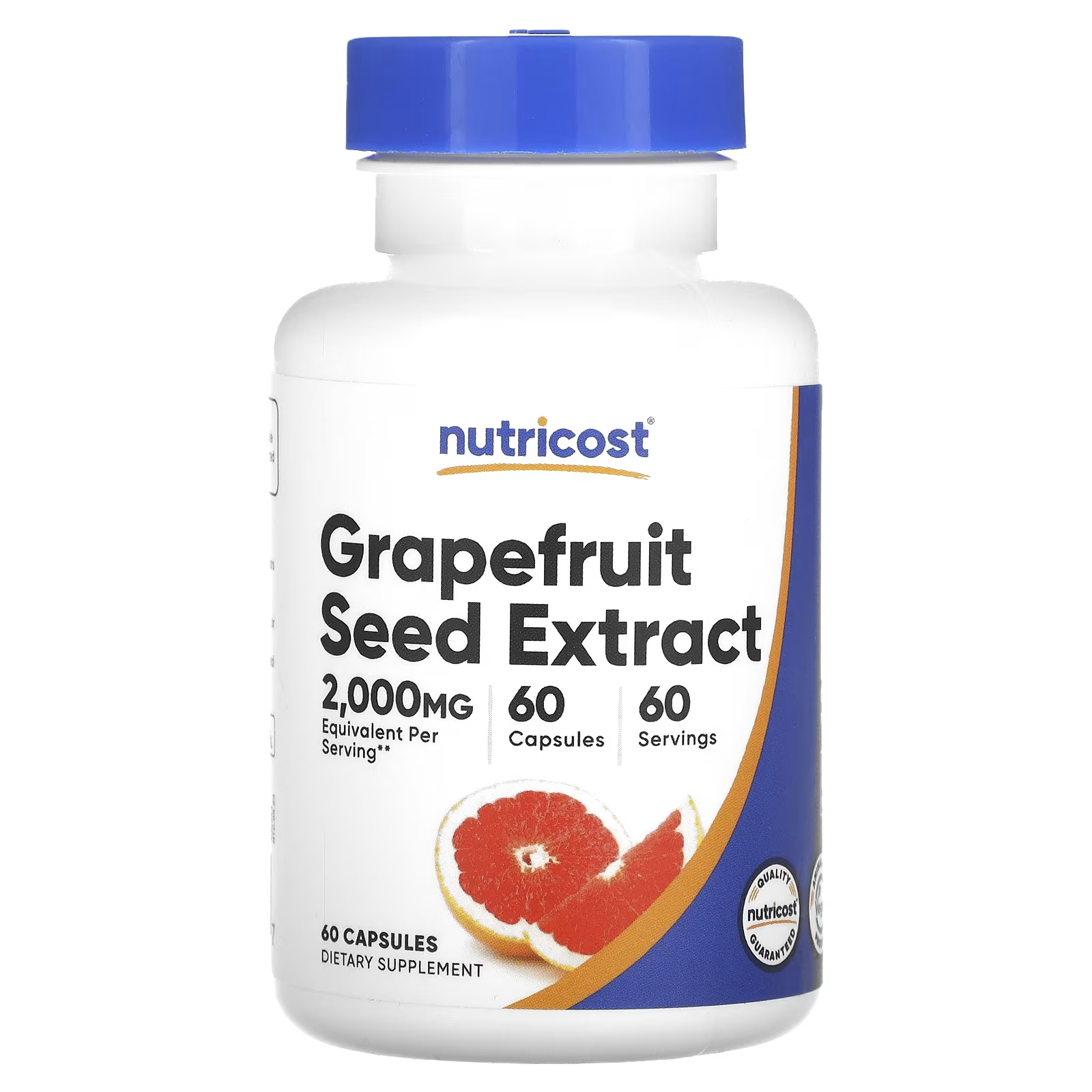 Экстракт косточек грейпфрута Nutricost 2000 мг, 60 капсул nutricost экстракт пассифлоры 1500 мг 120 капсул