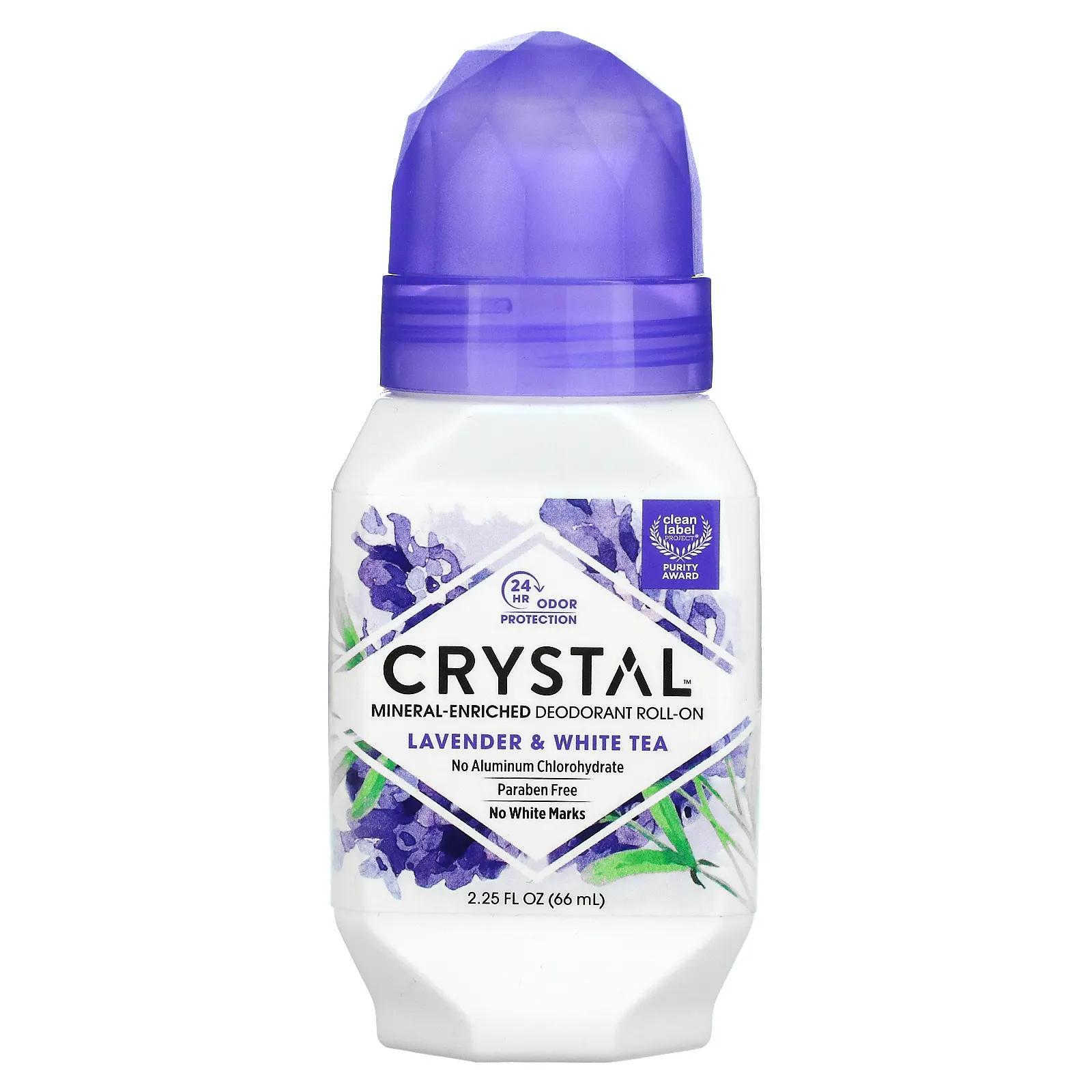 Crystal Body Deodorant Натуральный роликовый дезодорант лаванда и белый чай 2,25 ж. унц. (66 мл)