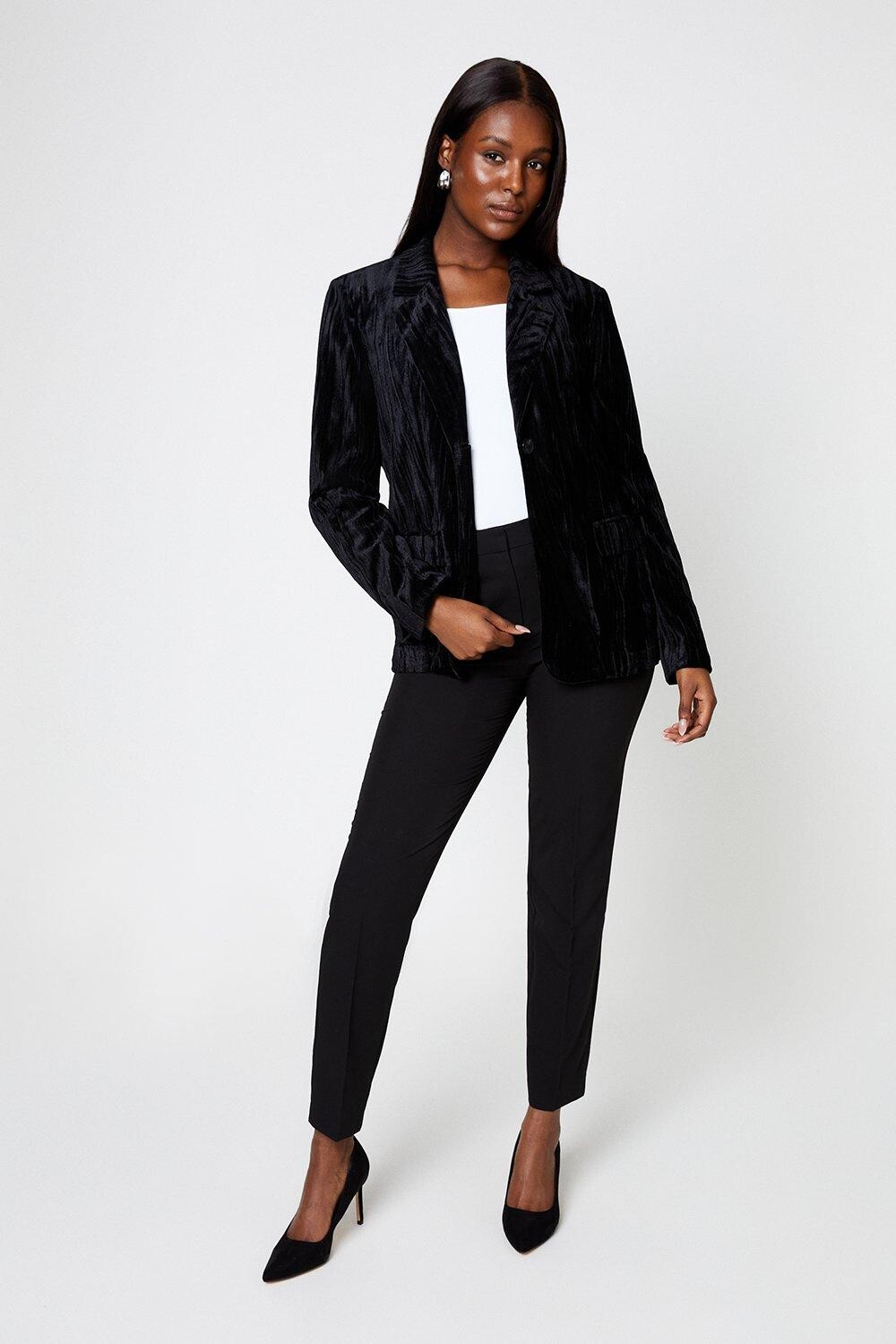 

Мятый бархатный пиджак Dorothy Perkins, черный