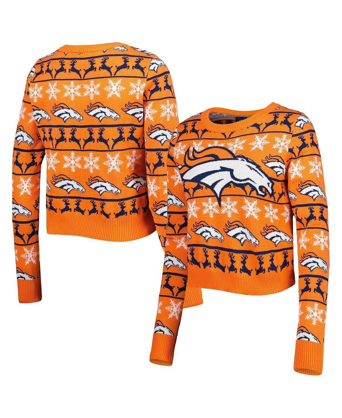 

Женский оранжевый укороченный свитер Denver Broncos Ugly Holiday FOCO