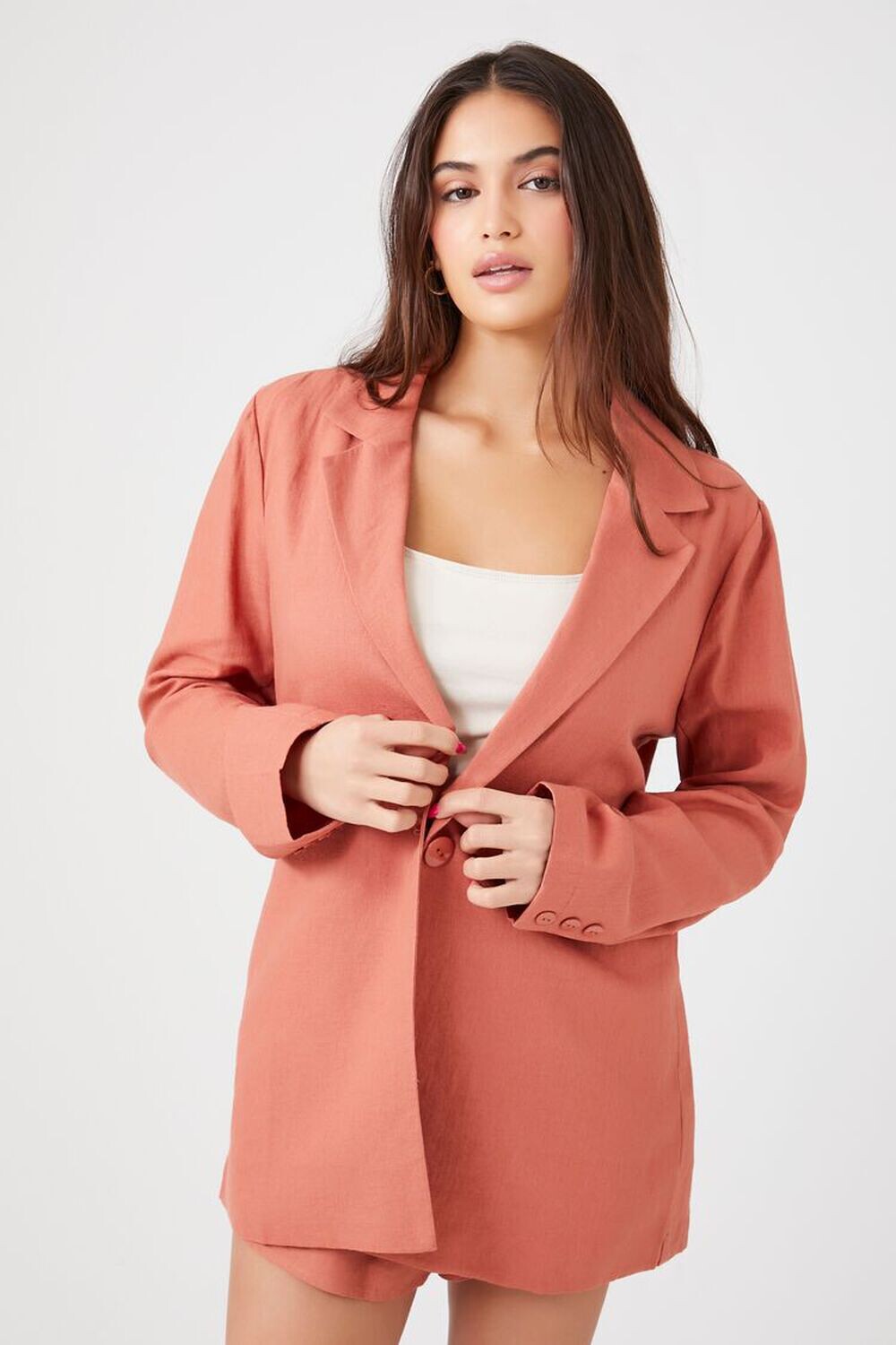 

Блейзер из льняной смеси с зубцами Forever 21