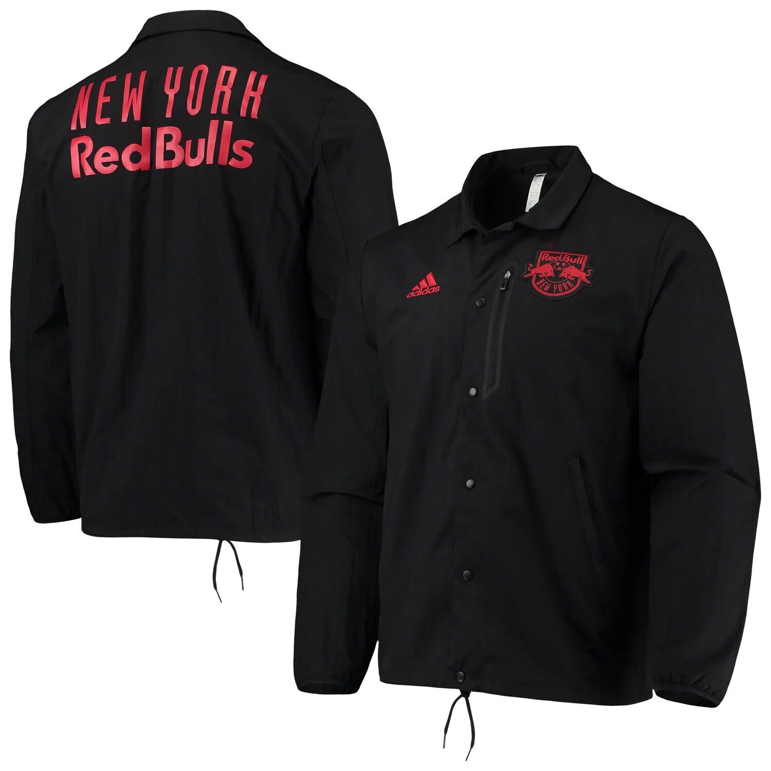 

Мужская черная куртка на кнопках New York Red Bulls Anthem adidas, Черный
