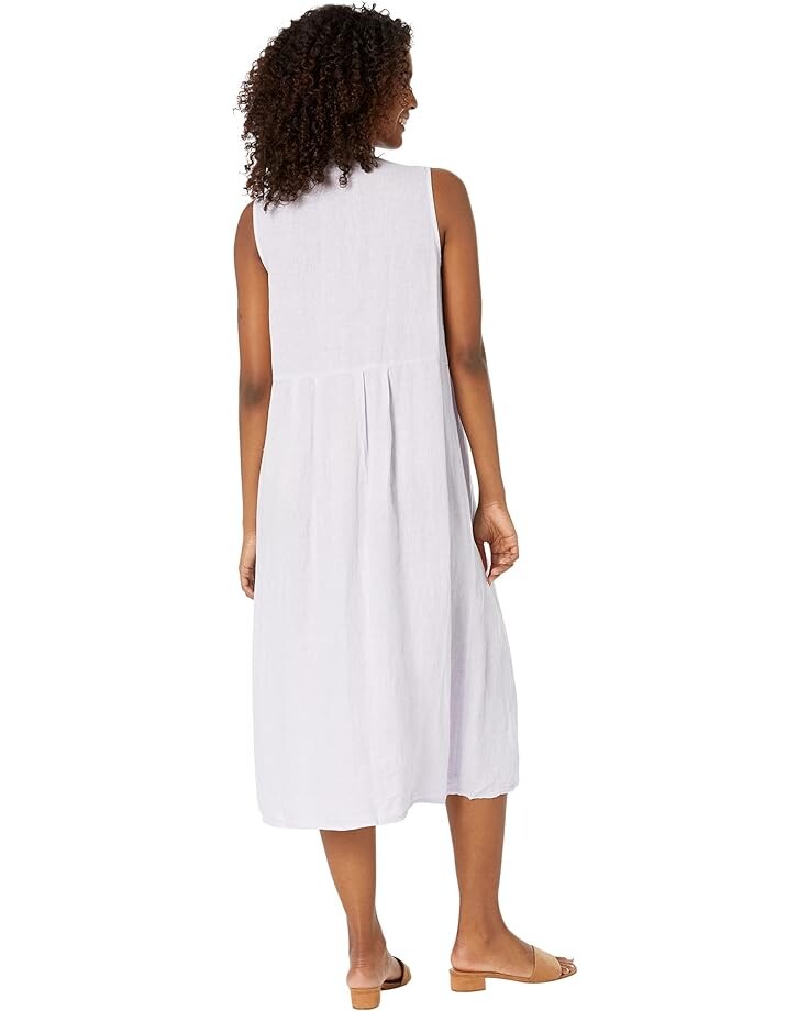 

Платье Eileen Fisher Mandarin Collar Pleated Sleeveless Full-Length Dress in Garment Dyed Organic, цвет Wisteria