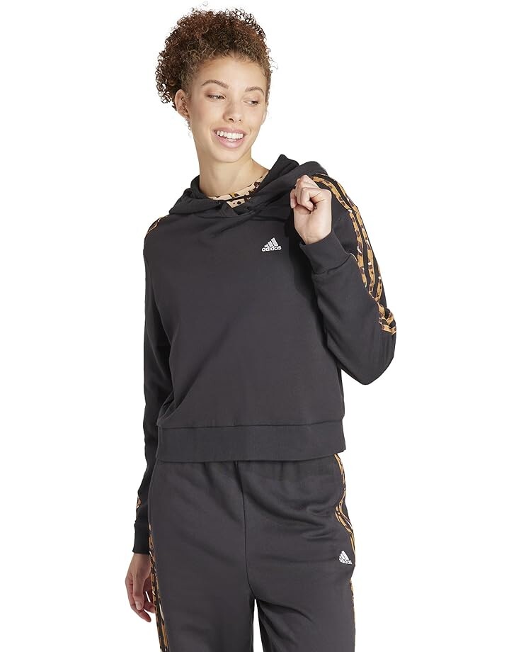 

Худи adidas Essentials 3-Stripes Animal Printed Relaxed, черный