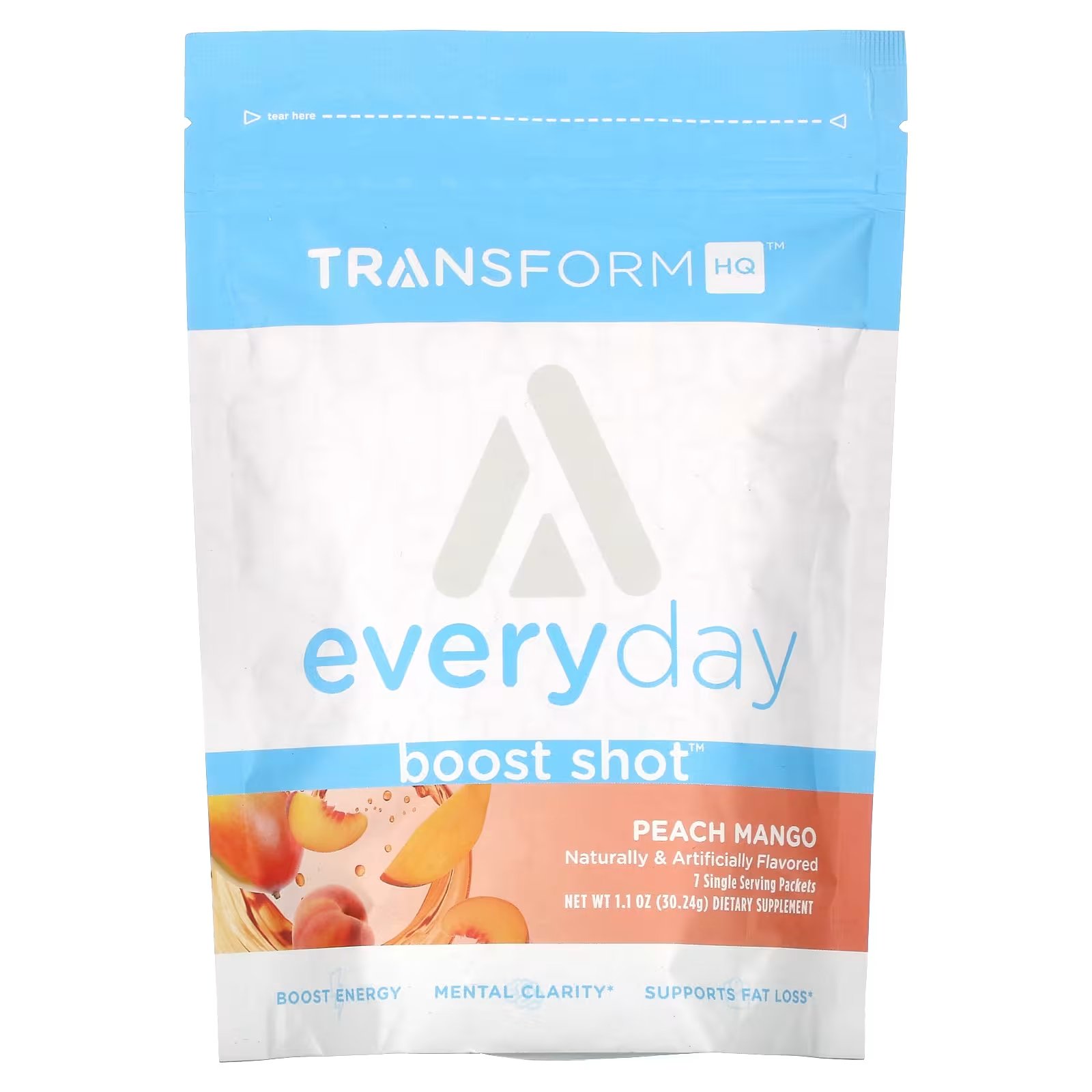 TransformHQ Everyday Boost Shot Персик Манго 1,1 унции (30,24 г) пищевая добавка transformhq everyday super boost клубничный лимонад 137 г