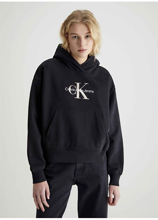 

Черная женская толстовка с воротником с капюшоном Calvin Klein Jeans, Черный