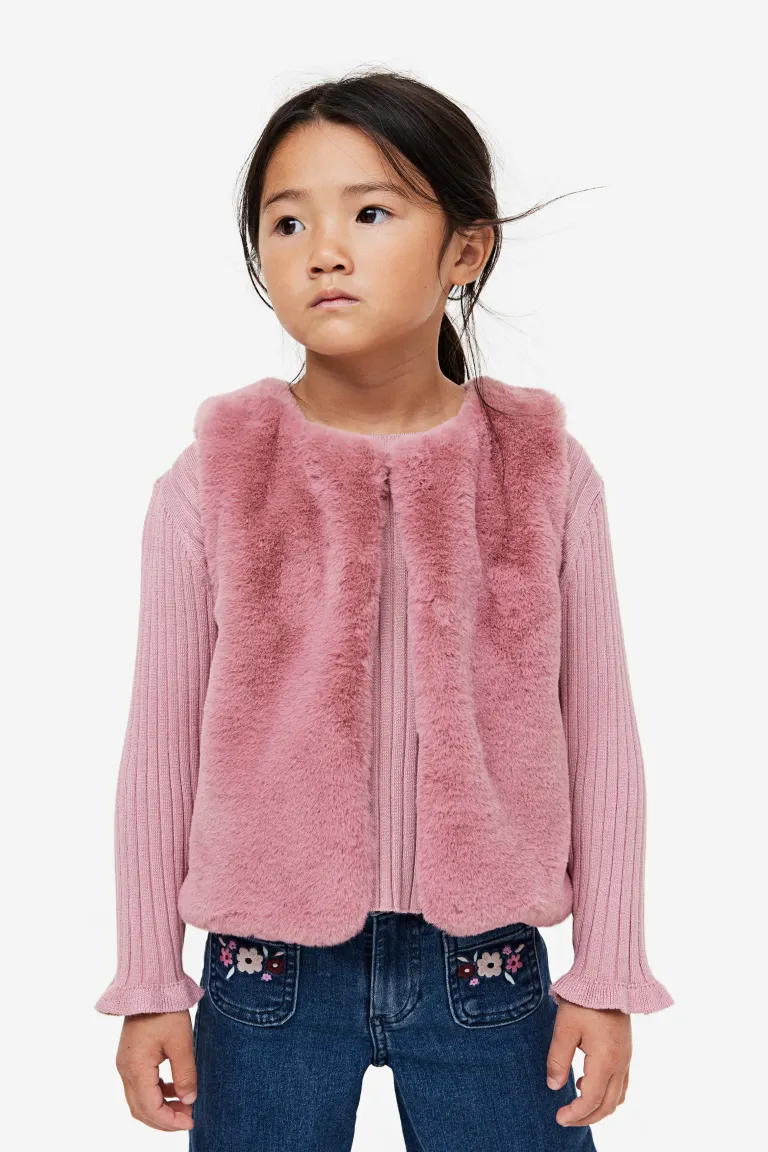 Пушистый жилет H&M, розовый жилет h