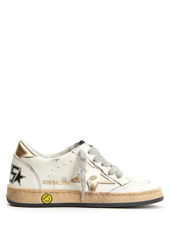 

Детские кожаные кроссовки со звездочками Golden Goose, золотой