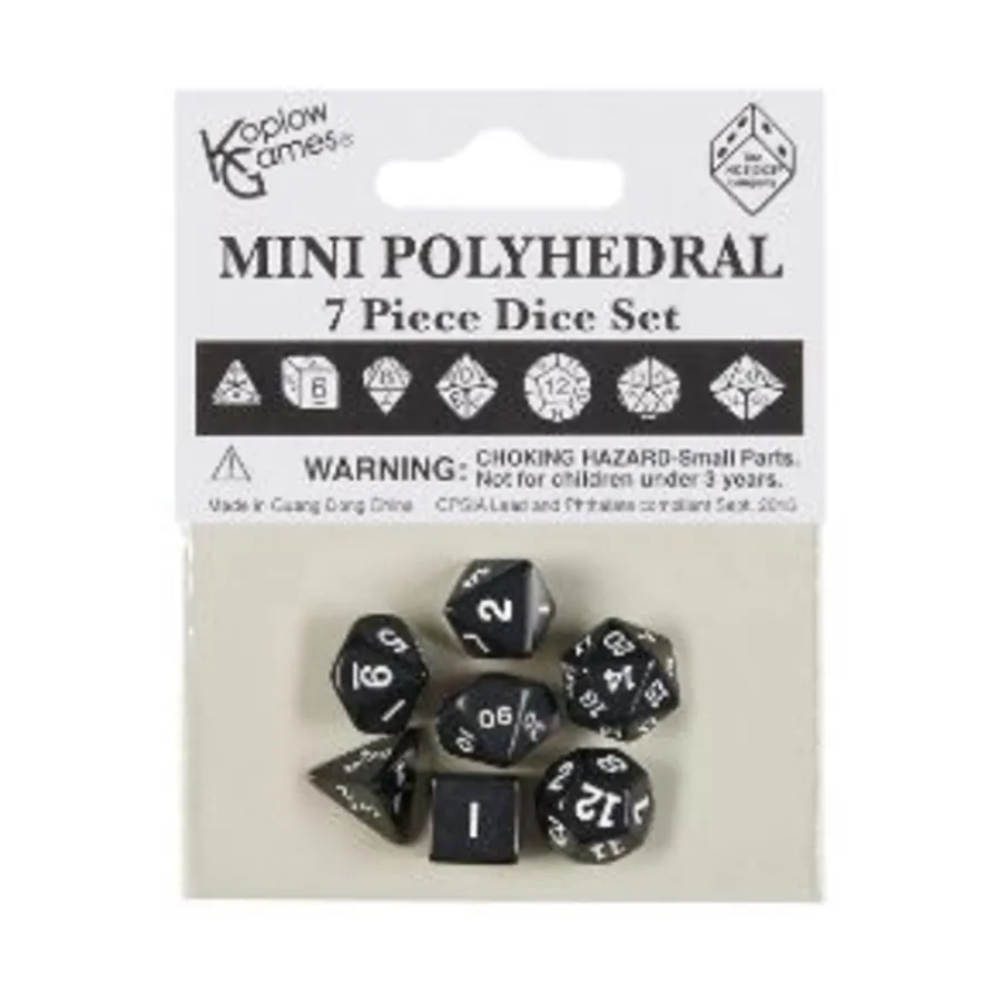 

Мини-набор многогранников — черный с белым (7), Dice - Mini (10mm)