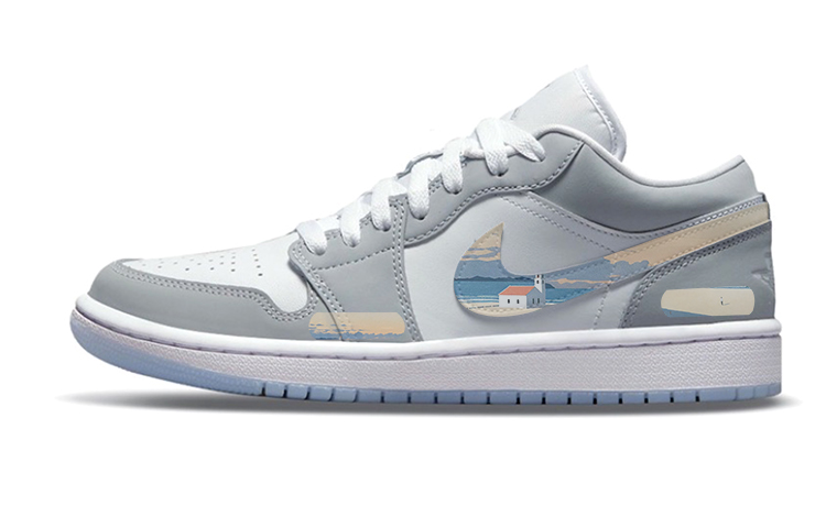 

Кроссовки Air Jordan 1 Vintage Basketball Shoes Women's Low-top Grey/white, светло-серый