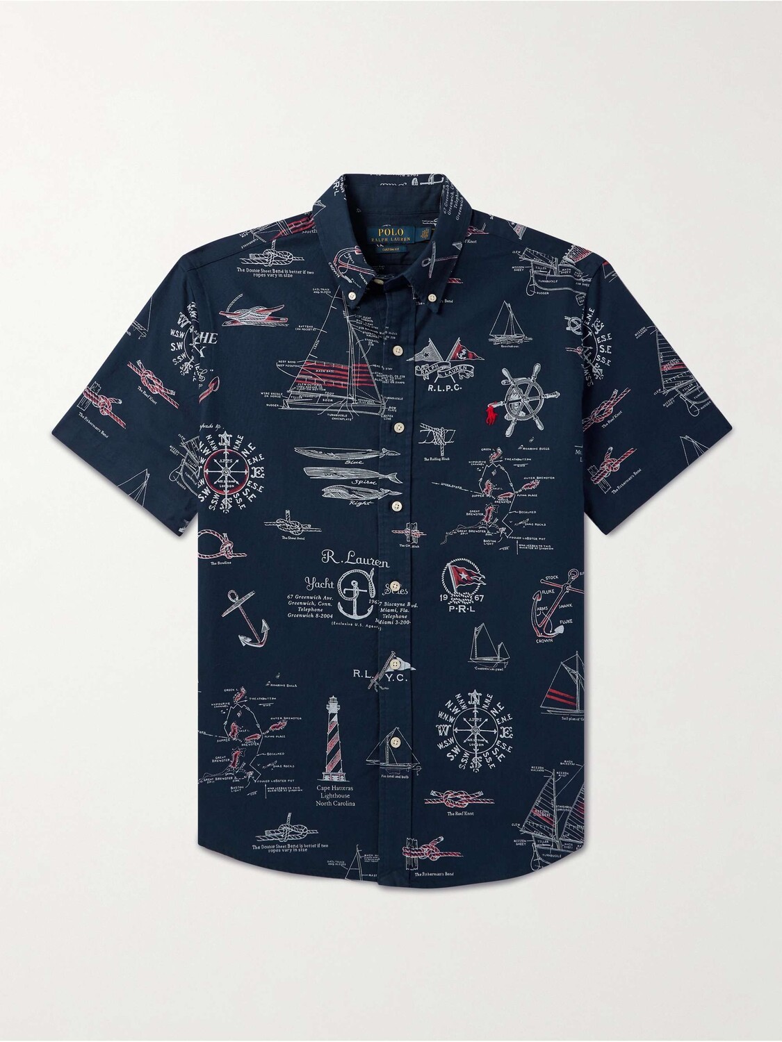 

Хлопковая оксфордская рубашка с принтом и воротником на пуговицах POLO RALPH LAUREN, синий