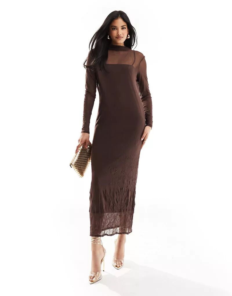 цена Темно-коричневое сетчатое платье средней длины River Island