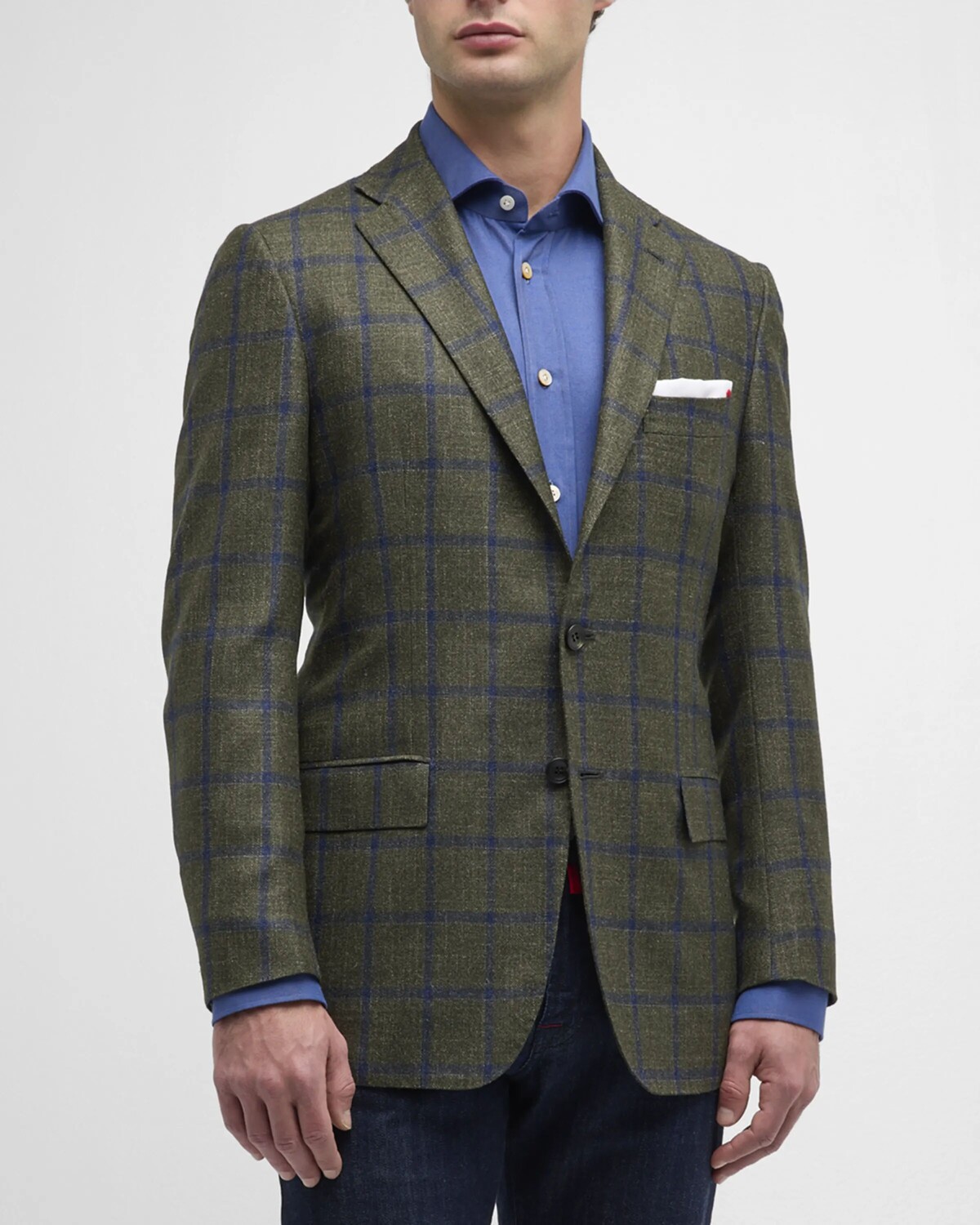 

Мужское спортивное пальто с оконным стеклом Kiton, цвет Navy Mult