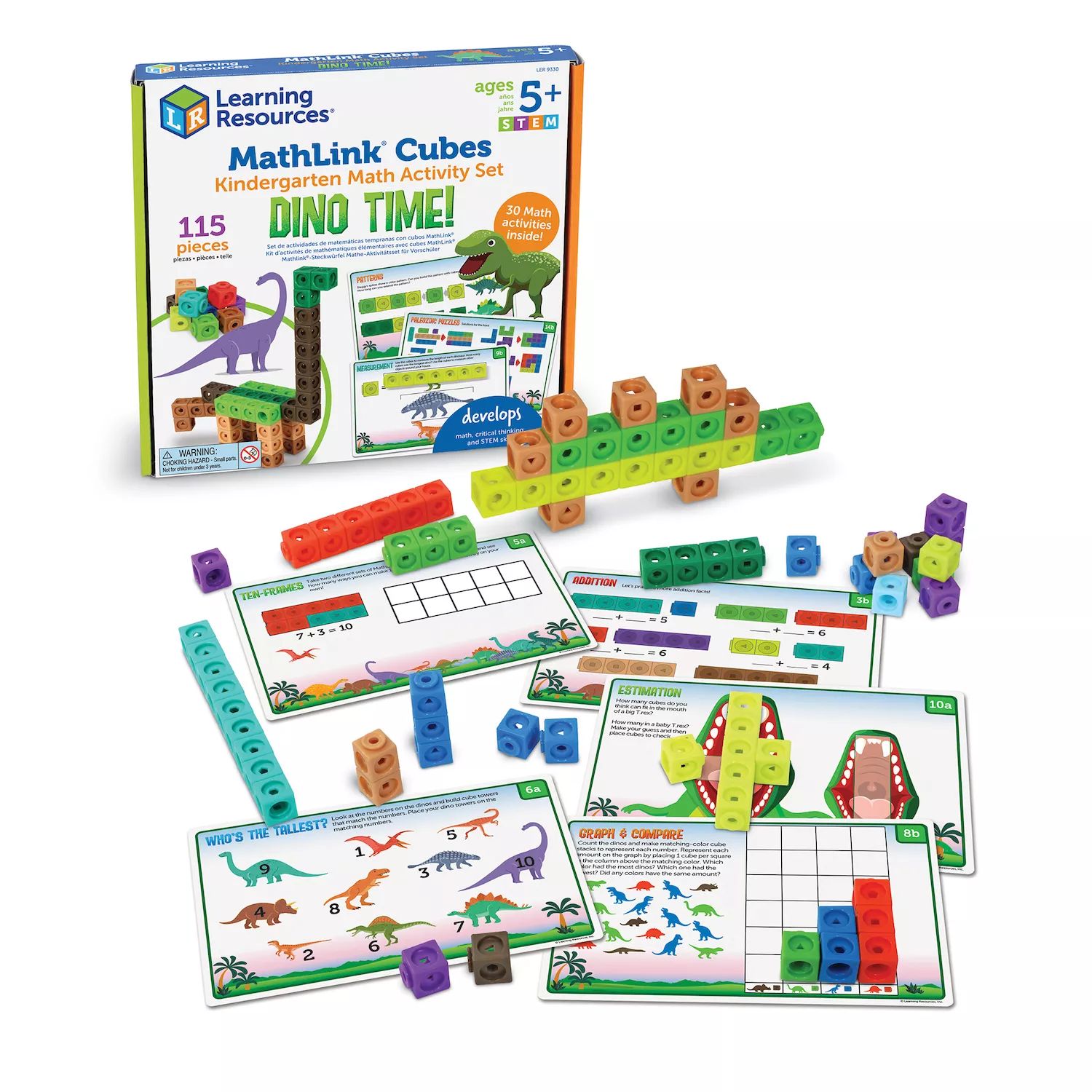 Учебные ресурсы Mathlink Cubes Набор математических занятий для детского сада: Dino Time! Learning Resources