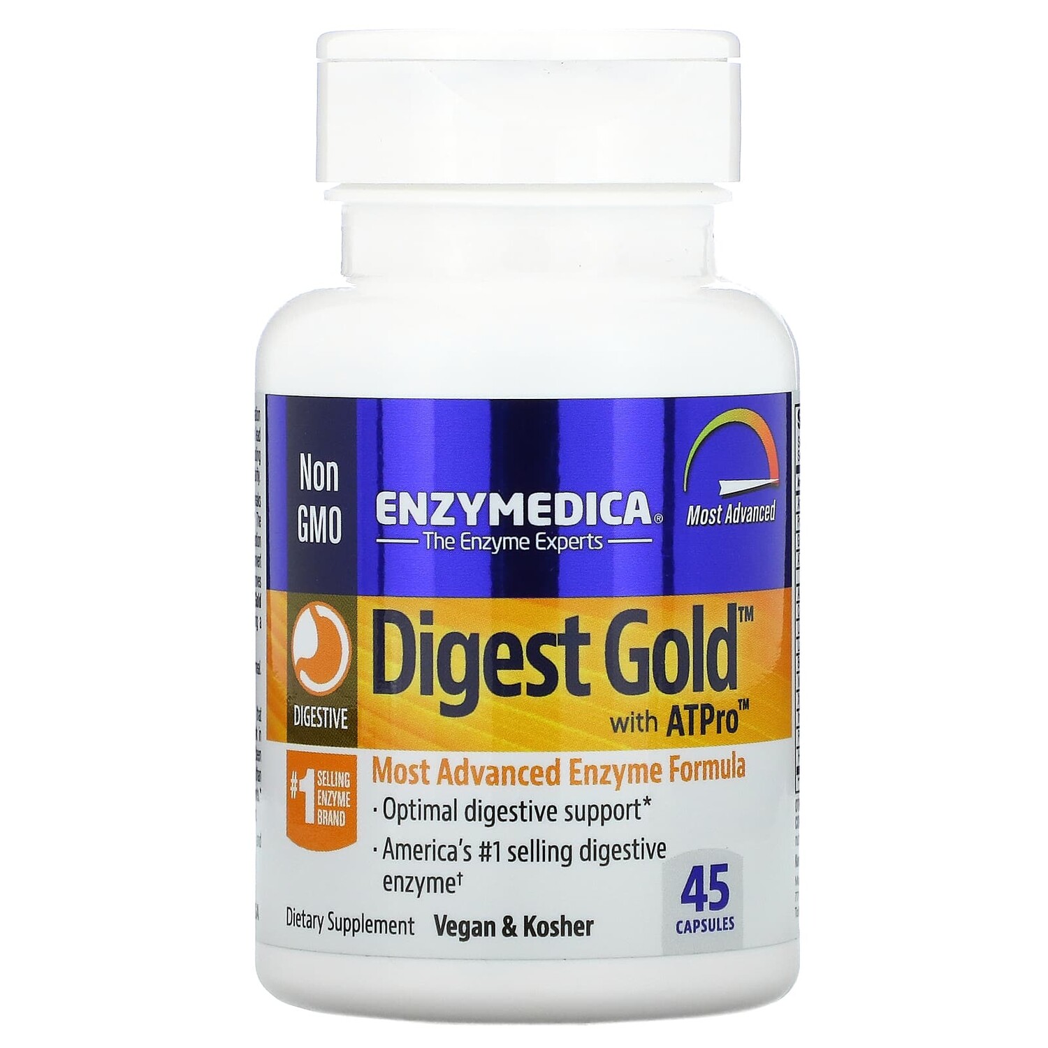

Digest Gold с ATPro, добавка с пищеварительными ферментами, 45 капсул, Enzymedica