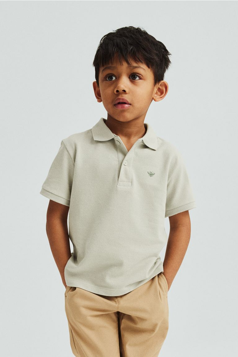 Рубашка-Поло из хлопкового пике H&M, зеленый
