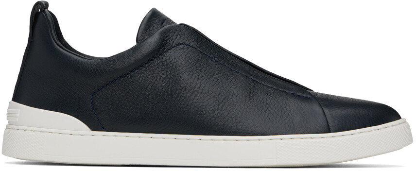 

Темно-синие кроссовки с тройной строчкой Zegna, цвет Navy blue