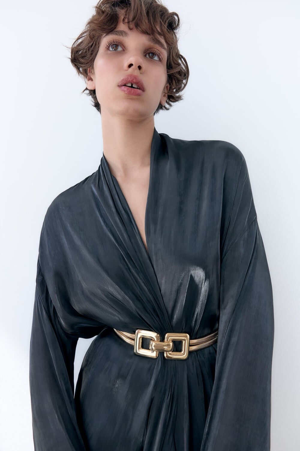 

Металлический эластичный ремень ZARA, золотой