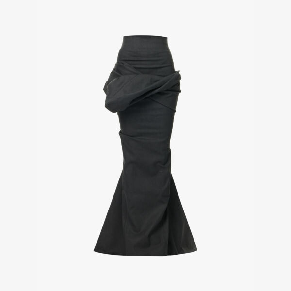 

Драпированная облегающая юбка из эластичного денима с покрытием Rick Owens, черный