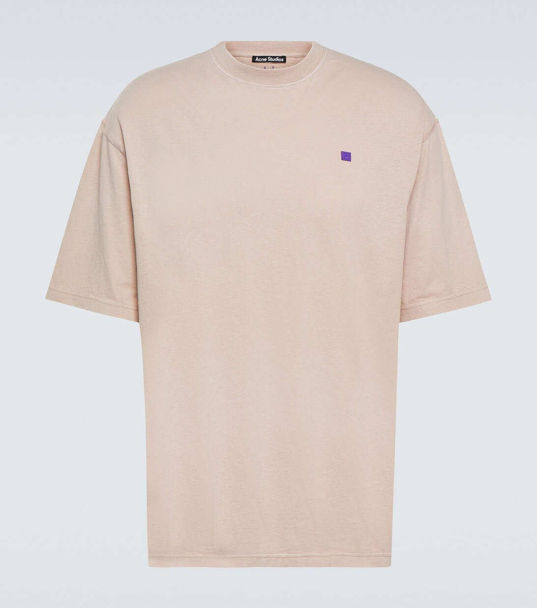 

Хлопковая футболка с круглым вырезом Acne Studios, бежевый