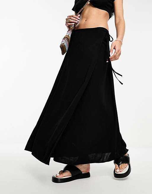 

Черная юбка макси с запахом и запахом Miss Selfridge