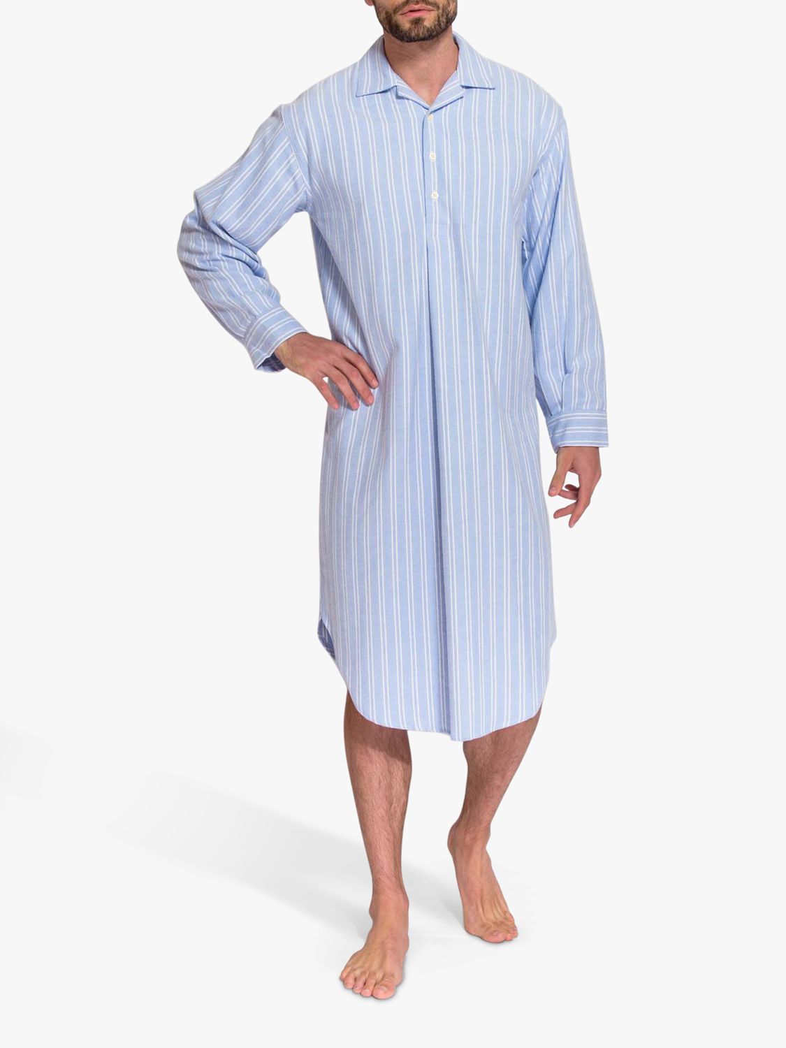Ночная рубашка из хлопка с начесом в полоску Westwood British Boxers, синий/белый платье женское хлопковое из вискозы элегантная свободная ночная рубашка трапеция с прострочкой одежда для сна ночная рубашка на лето