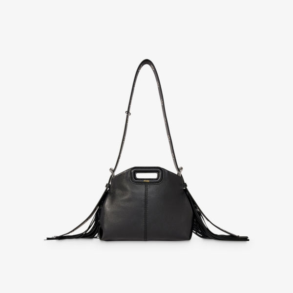 Мини-сумка на плечо miss m из кожи с тисненым логотипом Maje, цвет noir / gris