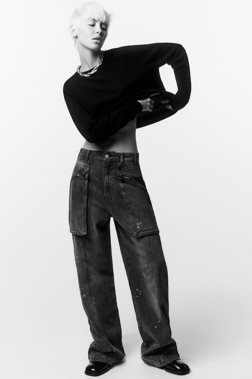 

Джинсы свободного кроя со средней посадкой Zw Collection ZARA, серый