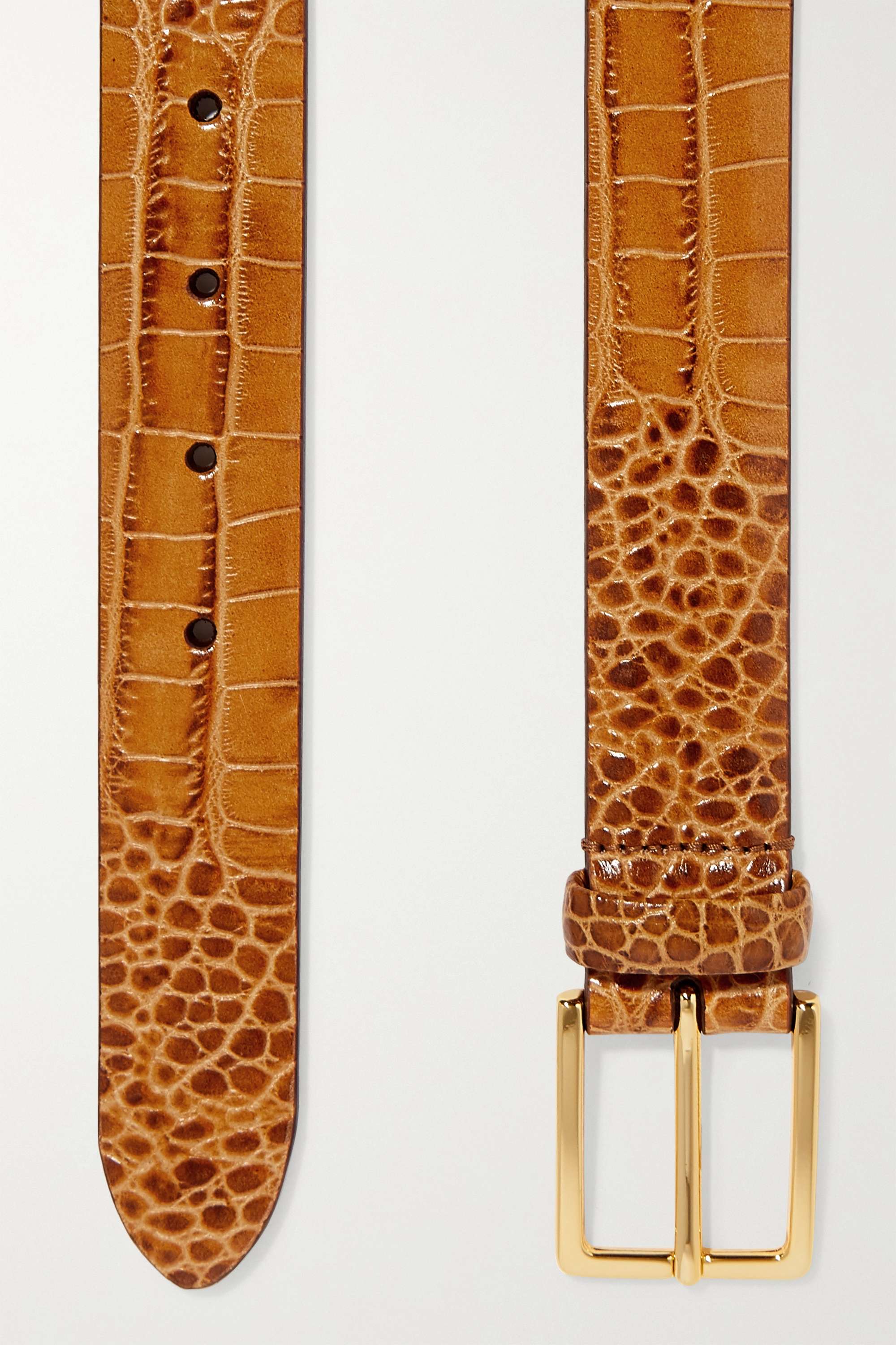 ANDERSON'S Ремень из кожи с эффектом крокодила, бежевый ремень из кожи крокодила с 2 рядами