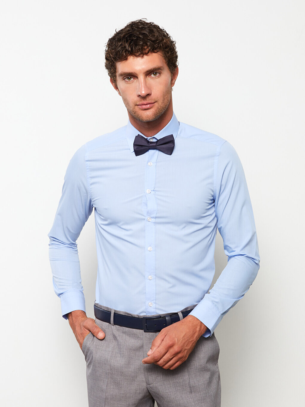 

Мужская рубашка из поплина Slim Fit с длинным рукавом LCWAIKIKI Formal, светло-синий