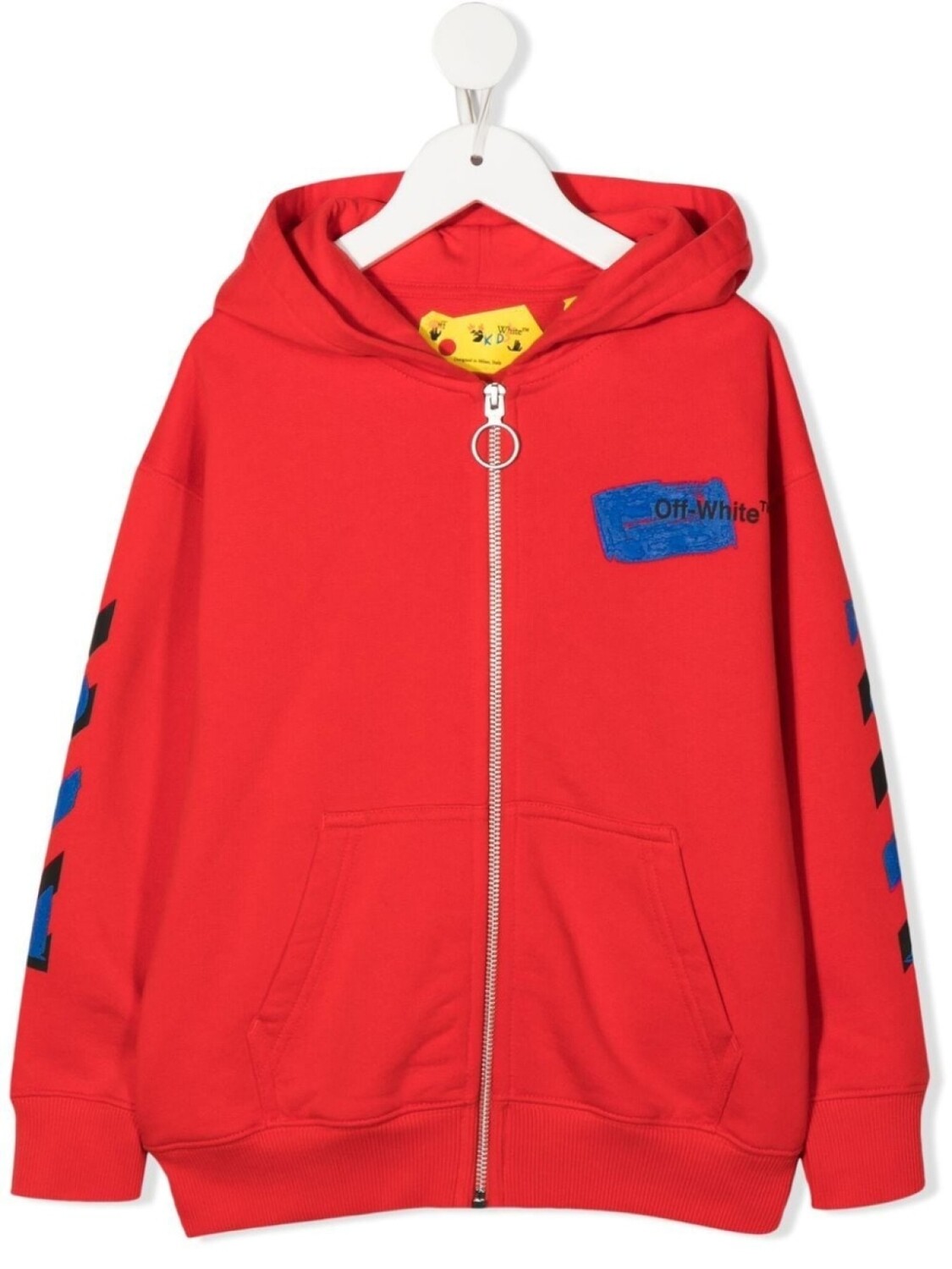 

Off-White Kids худи на молнии с логотипом, красный