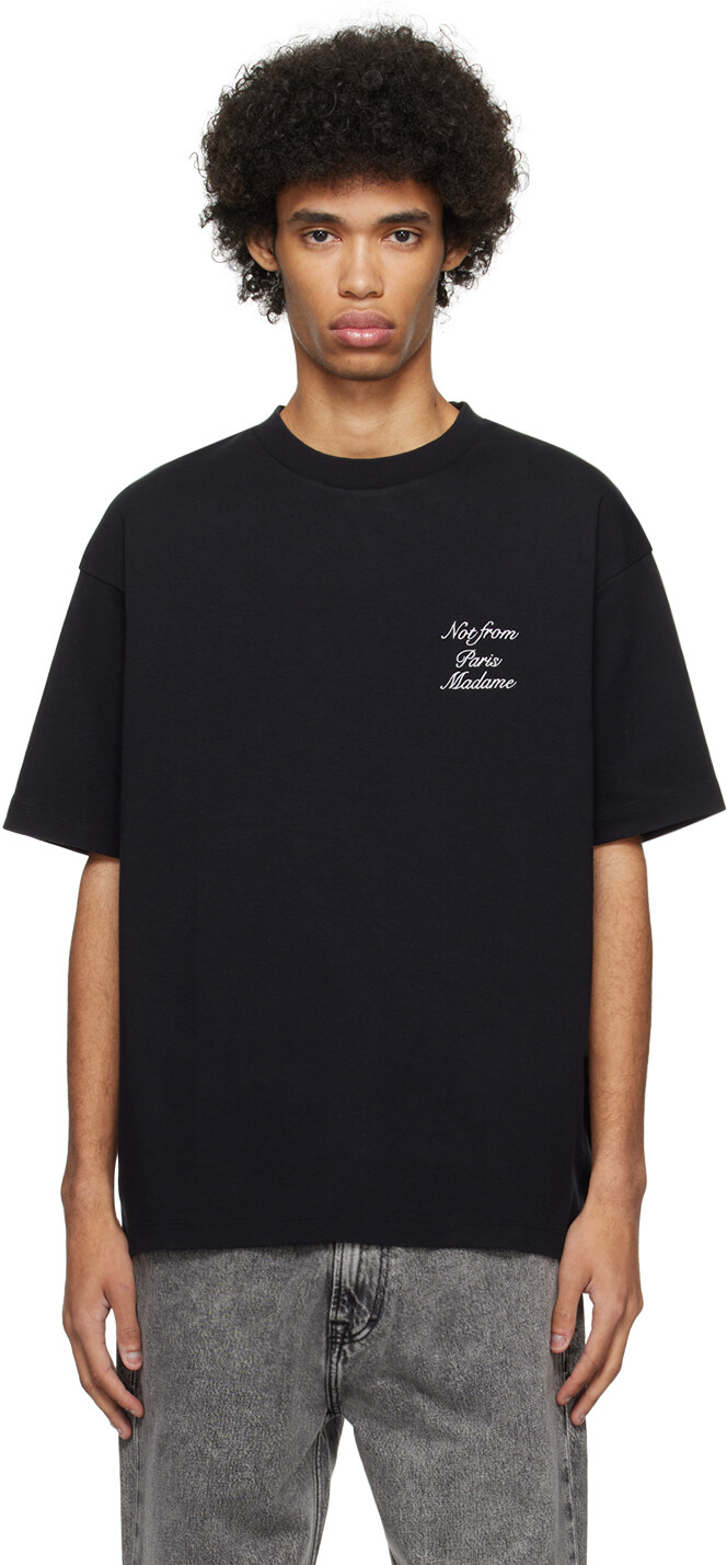 

Черная футболка с надписью Le T-Shirt Cursive Drole De Monsieur