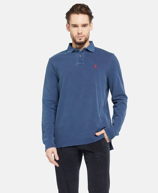 

Рубашка-поло с длинными рукавами Polo Ralph Lauren, темно-синий