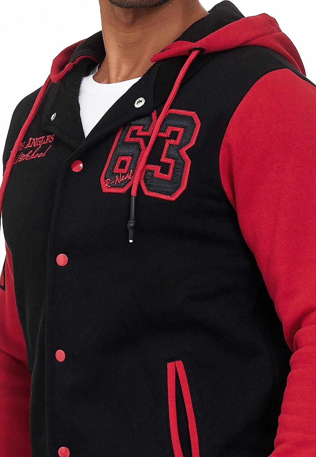

Толстовка COLLEGE JACKE HERREN SWEATSHIRT KAPUZENPULLER US COLLEGE LOS ANG Rusty Neal, цвет schwarz/rot