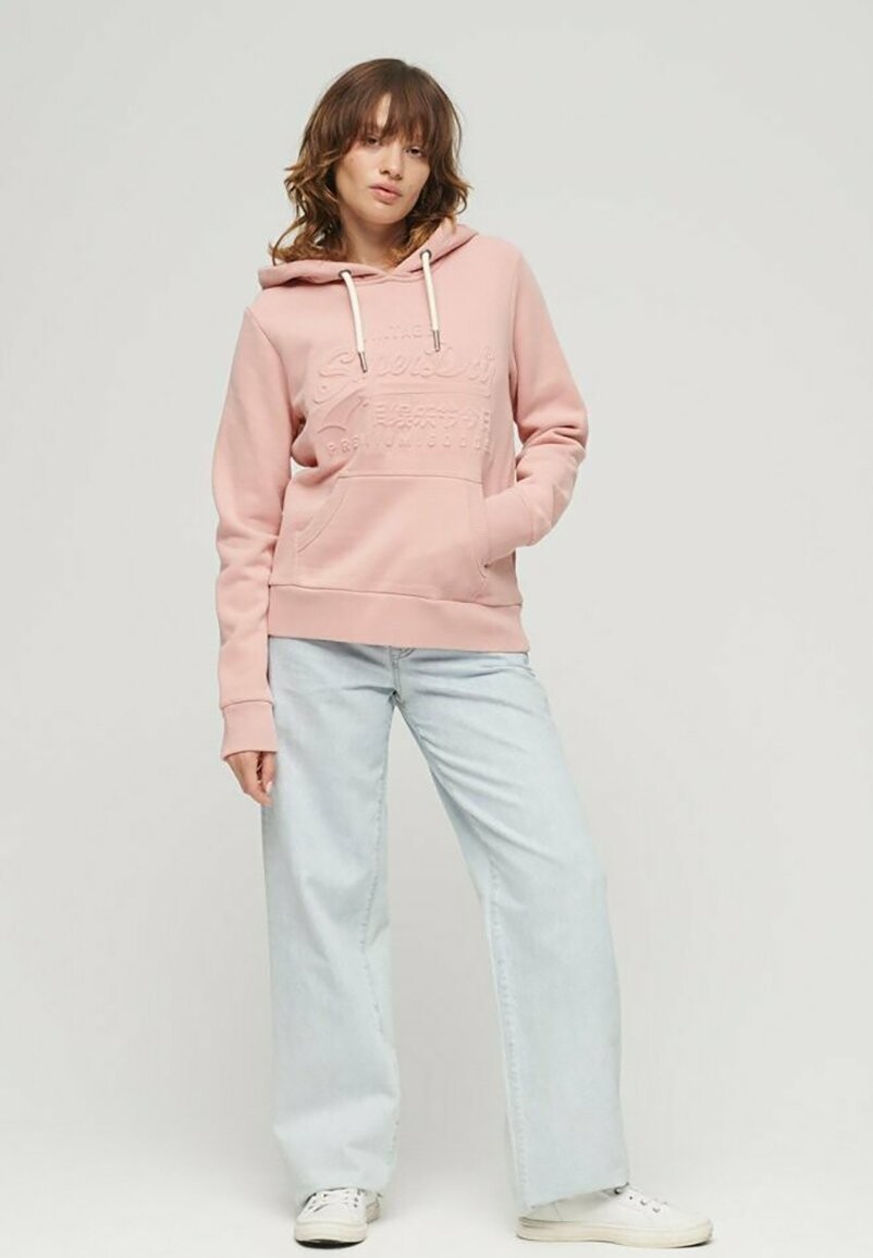 

Толстовка Superdry тисненый винтажный логотип, цвет vintage blush pink