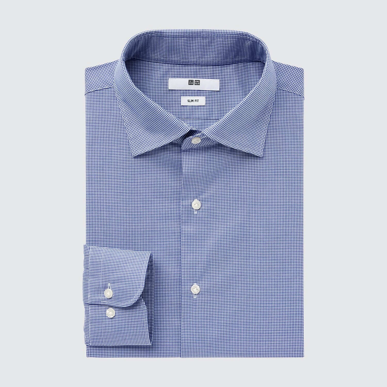 

Рубашка UNIQLO Easy Care в клетку узкого кроя, синий