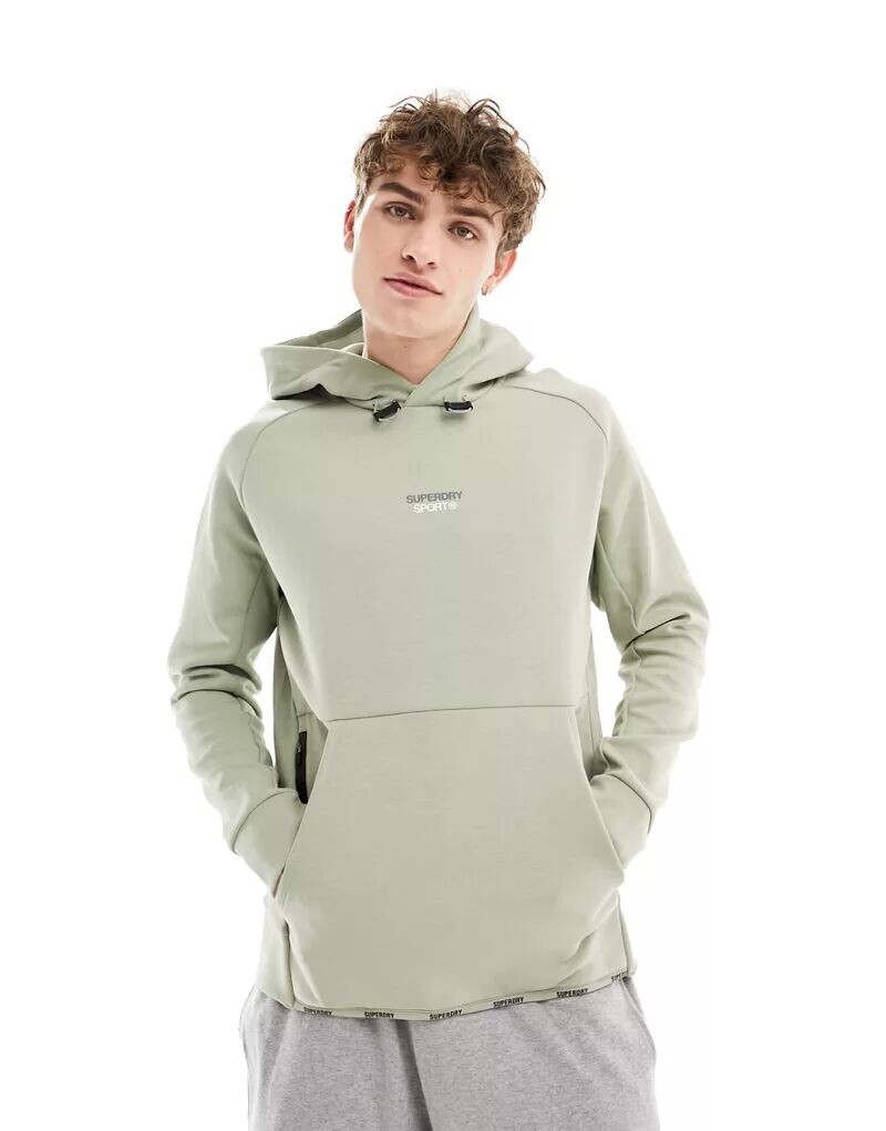 

Худи свободного кроя с логотипом Superdry Sport зеленого цвета с морскими водорослями
