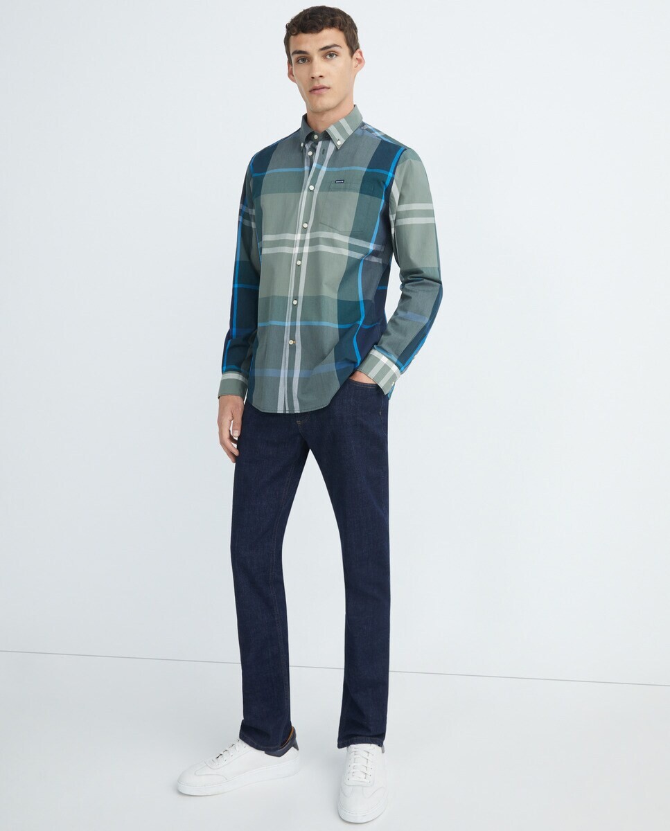 

Мужская рубашка с длинным рукавом с принтом Barbour, серый