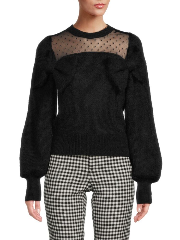 

Свитер из смесовой шерсти в горошек с объемными рукавами Swiss Redvalentino, цвет Nero